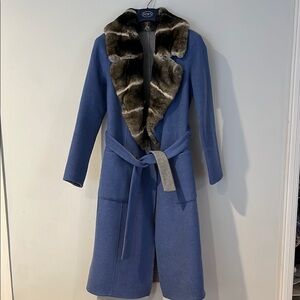 Blue Coat with fur collar